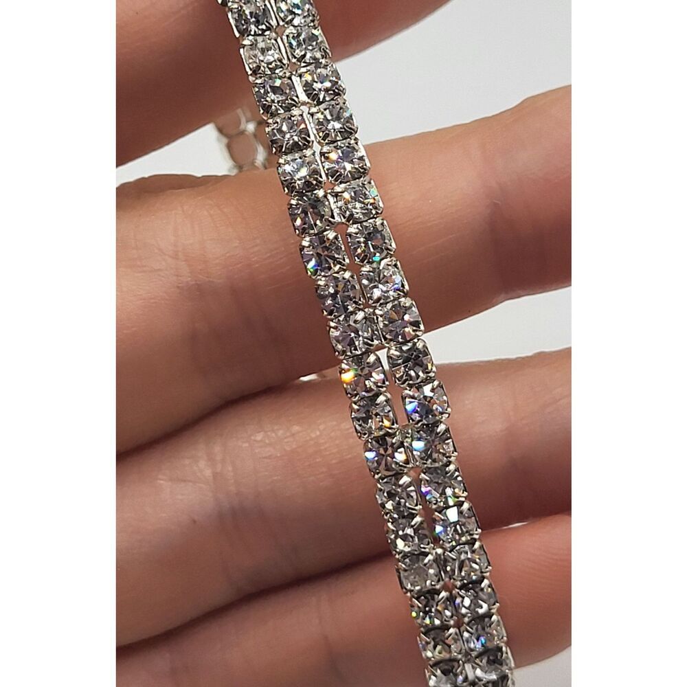 Stretchy Mossanite Bracelet 7in Glamor Sparkly - Picture 7 of 7